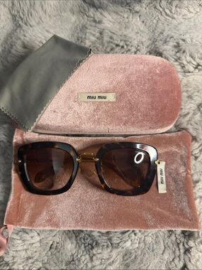 Miu Miu Tortoiseshell Sunglasses with Brown Lenses